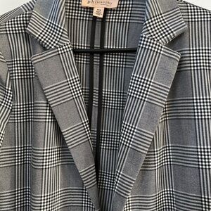 Philosophy Women's Black and White Checkered Blazer